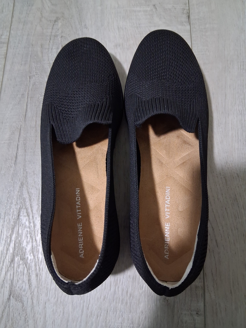 Adrienne Vittadini Black Knit Slip-On Loafers